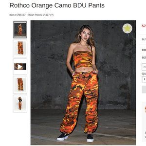 Womens Orange Camo Pants (Medium)